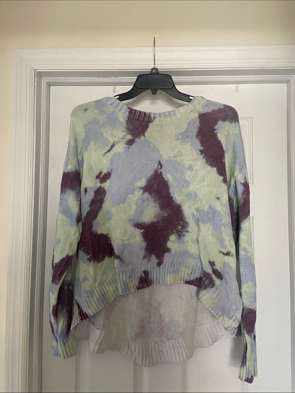 Tory Sport Tie-Dye Crewneck Sweater in Lavender, Light Green & Plum